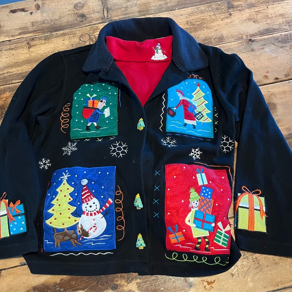 Y2K Christmas Cardigan with Turtleneck